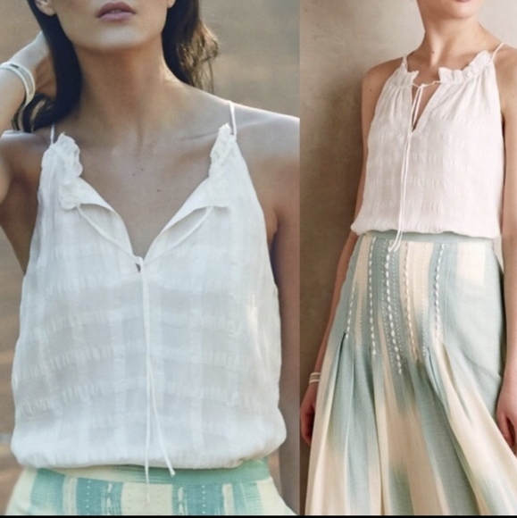 ANTHROPOLOGIE HD in Paris silk Shadow pane halter neck top 2 xs small - Picture 15 of 16